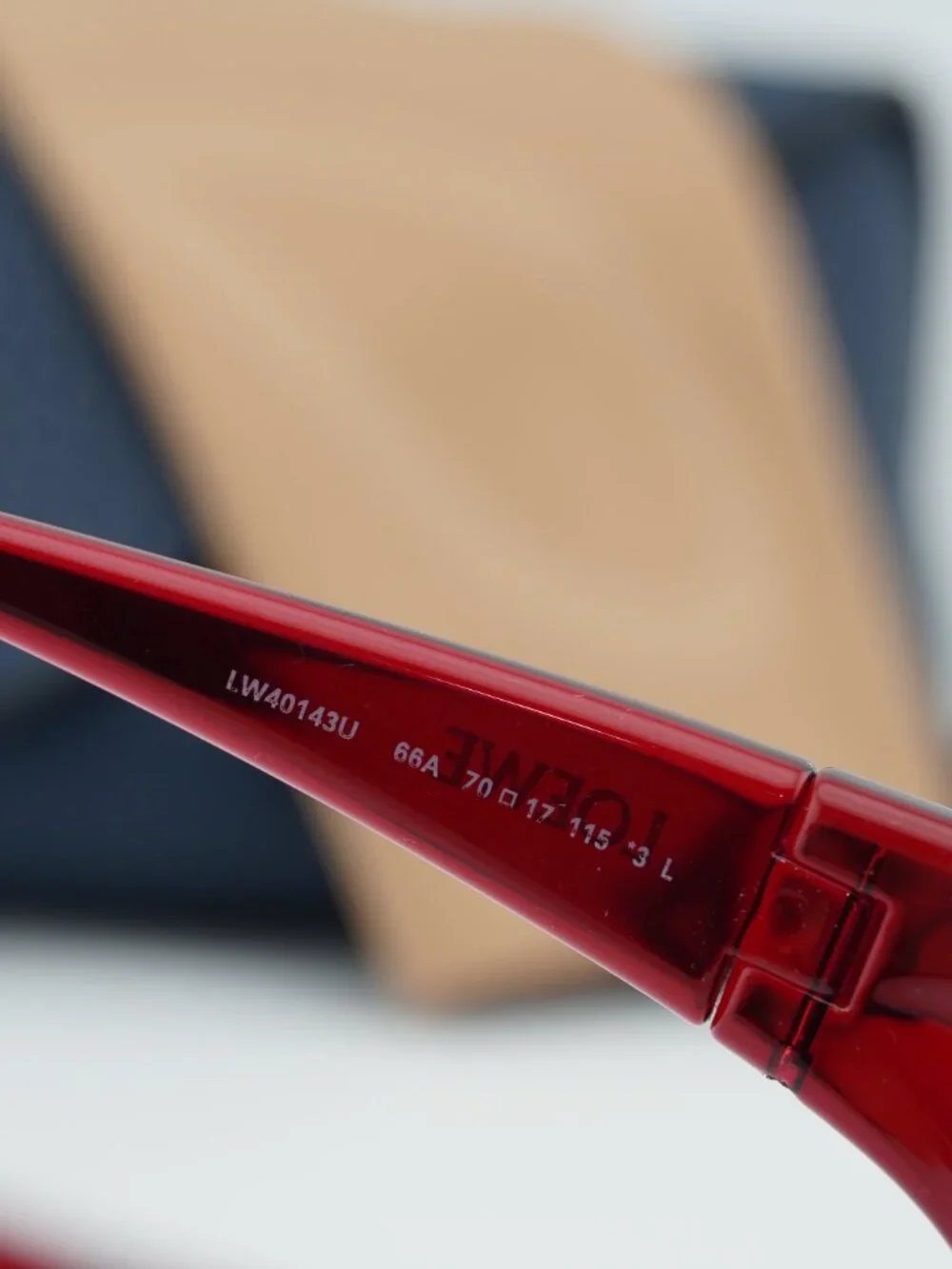 Loewe LW40143U 66A Rectangle Sunglasses - Shiny Red / Grey